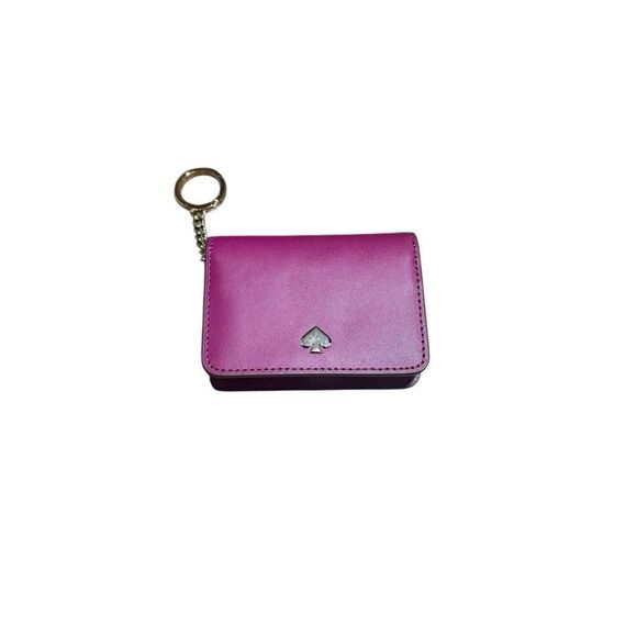 KATE SPADE Nadine Slim Bifold Key & Card Holder Wallet Cherrywood Leather Heart - Picture 3 of 4